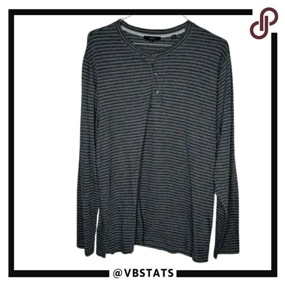 Vince. Gray on Graphite Striped Long Sleeve Shirt Size XL - Picture 1 of 5